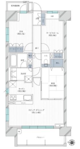 プライムアーバン四谷外苑東 2階 間取り図