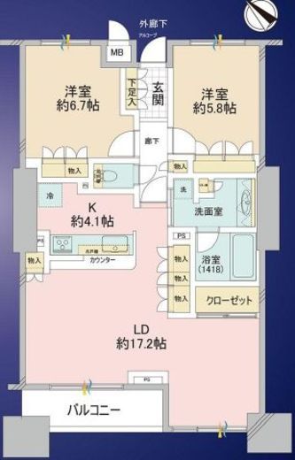東京アインスリバーサイドタワー 7階 間取り図