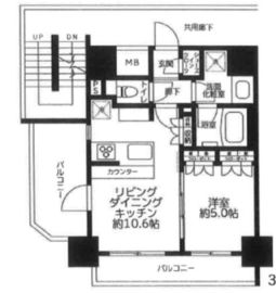 リリーゼ東京新富町 3階 間取り図