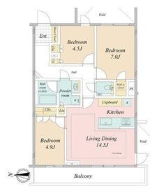 ロイヤルシーズン池田山 2階 間取り図