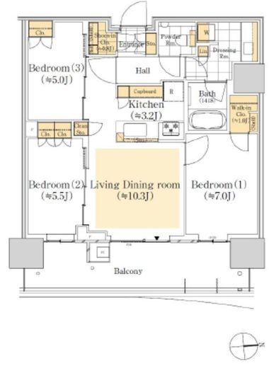 HARUMI FLAG SUN VILLAGE (晴海フラッグ サンヴィレッジ) 27階 間取り図