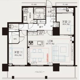 レジディア築地 28階 間取り図