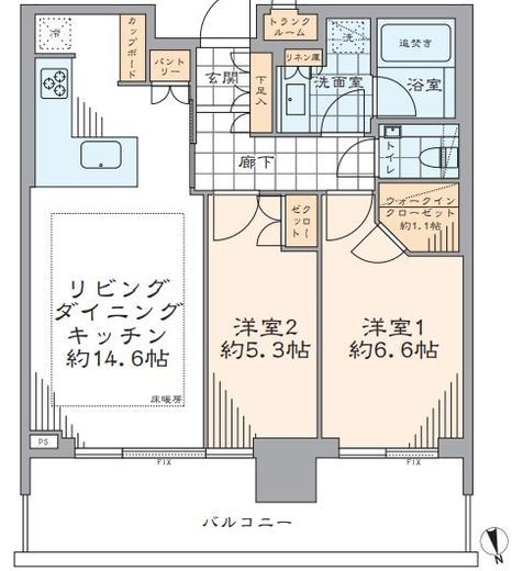 パークコート浜離宮ザ・タワー 23階 間取り図