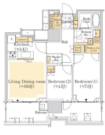 HARUMI FLAG SUN VILLAGE (晴海フラッグ サンヴィレッジ) 4階 間取り図