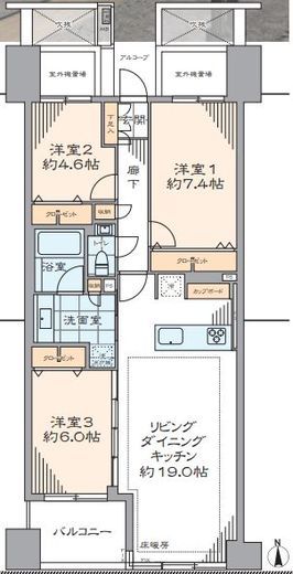 神楽坂ハイライズ 7階 間取り図