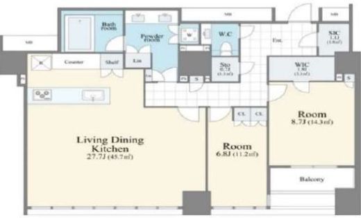 ローレルタワールネ浜松町 23階 間取り図