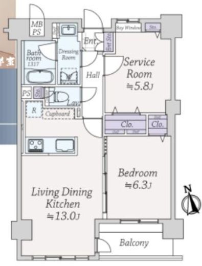 ライオンズマンション麻布十番南 2階 間取り図