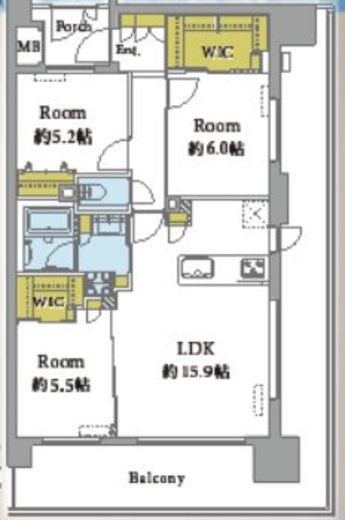 クレストシティレジデンス 13階 間取り図