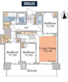 HARUMI FLAG PARK VILLAGE (晴海フラッグ パークヴィレッジ) 7階 間取り図