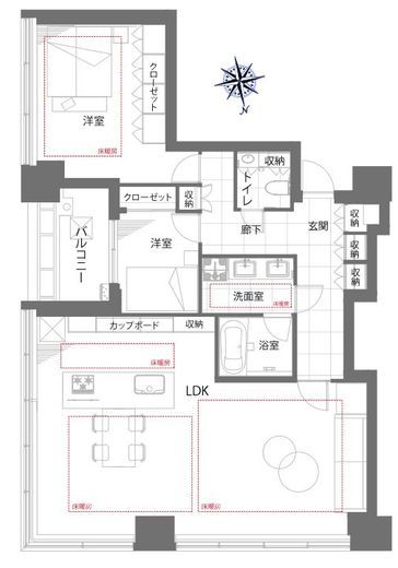 コンフォリア日本橋 44階 間取り図