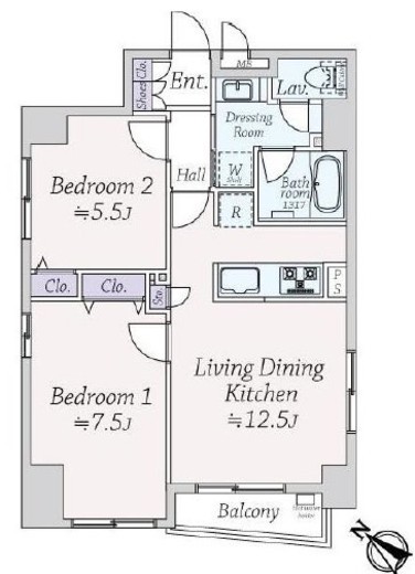 ドマーニ人形町 7階 間取り図