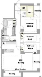 ディアナガーデン広尾 8階 間取り図