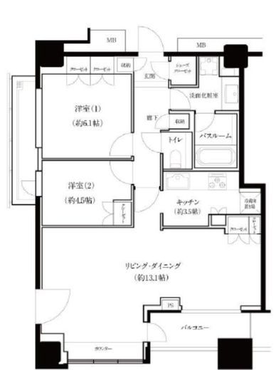 アクロス目黒タワー 18階 間取り図