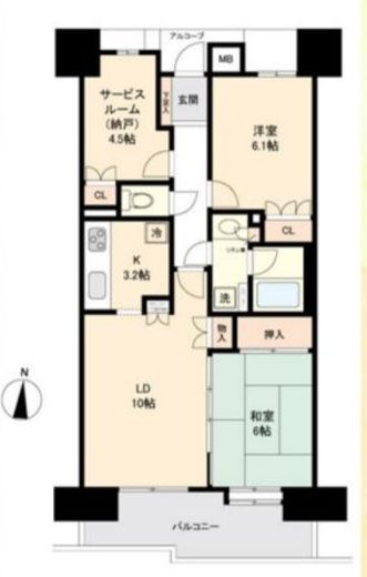プラウド錦糸公園 13階 間取り図