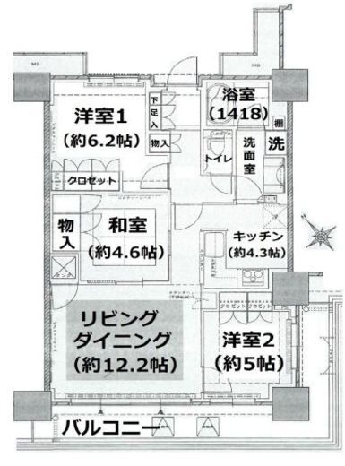 ウォーク赤坂 27階 間取り図