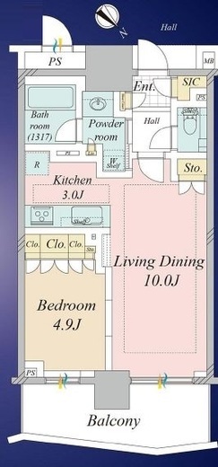 プライマル新宿若松町 40F1 間取り図