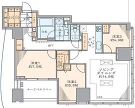 シティタワーズ豊洲ザ・ツイン ノースタワー 36階 間取り図