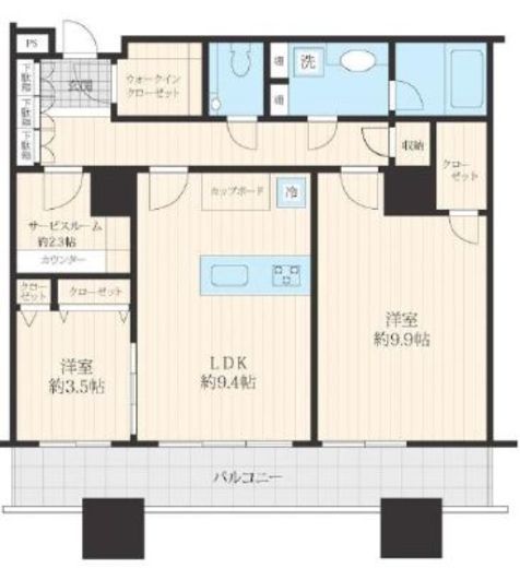 東京ツインパークス レフトウィング 23階 間取り図