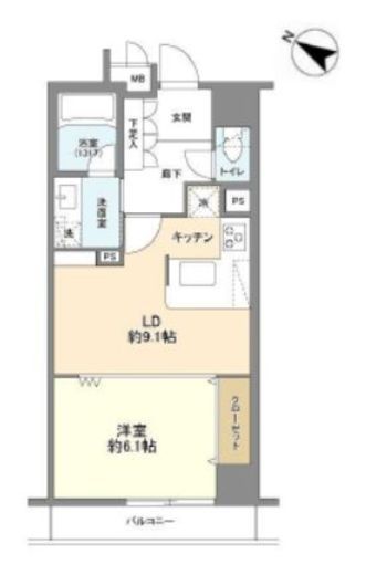 デュオ・スカーラ赤坂2 5階 間取り図