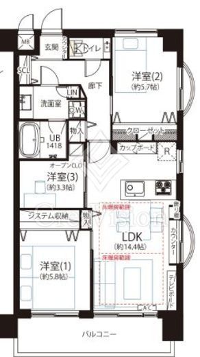 虎ノ門ガーデン 5階 間取り図