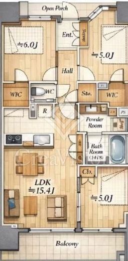 プラウド上野松が谷 10階 間取り図