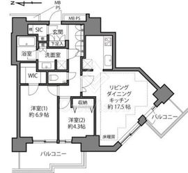 ルネッサンスタワー上野池之端 31階 間取り図