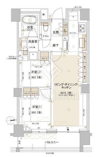 パークホームズ東中野 2LDK　間取り図