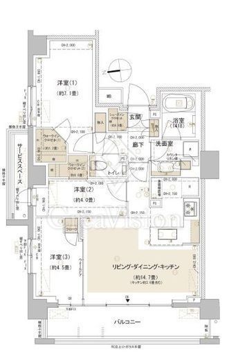 パークホームズ東中野 3LDK　間取り