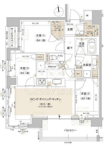 パークホームズ東中野 3LDK　間取り図