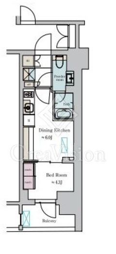 ブリリアイスト町屋 1DK　間取り図