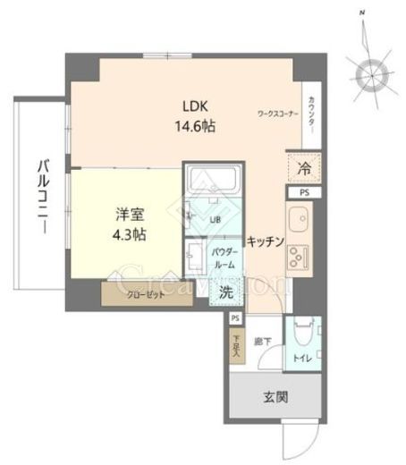 ブリスコート 1LDK　間取り図