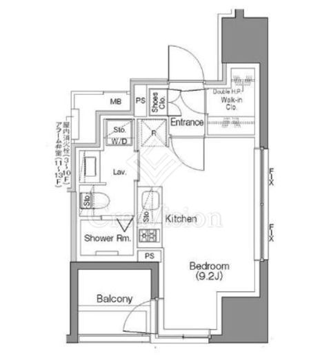 ザ・パークハビオSOHO大手町 1R　間取り図