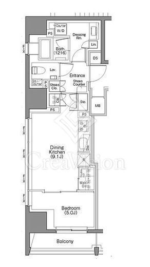 ザ・パークハビオSOHO大手町 1LDK　間取り図