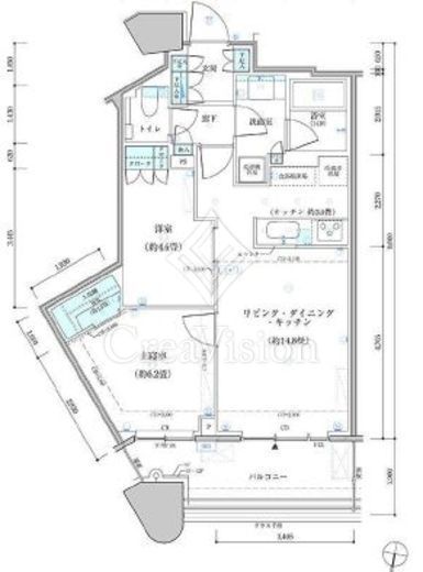 パークタワー勝どきミッド/サウス 2LDK　間取り図