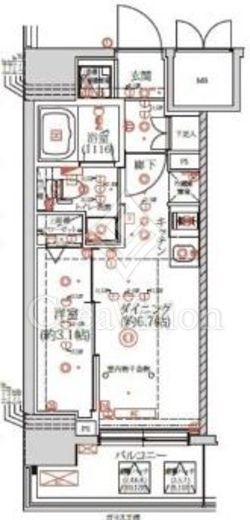 QUALITAS日本橋浜町 (クオリタス日本橋浜町) 1DK　間取り図