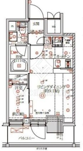 QUALITAS日本橋浜町 (クオリタス日本橋浜町) 1LDK　間取り図