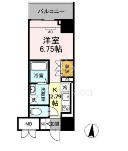 ロイジェントパークス錦糸町 1K　間取り