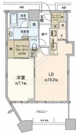 芝浦アイランド ケープタワー 1LDK　間取り図