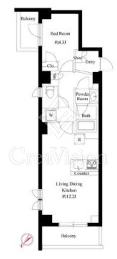 ラ・ミアカーサ中目黒 1LDK　間取り図