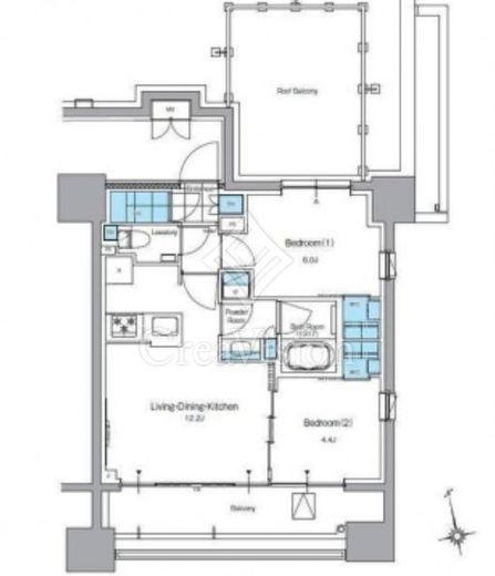 J.リヴィエール上野入谷フロント 2LDK　間取り図