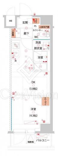 ハーモニーレジデンス東京サウス大塚 1DK　間取り