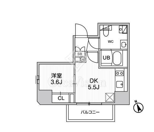 SYFORME江戸川橋 (シーフォルム江戸川橋) 1DK　間取り