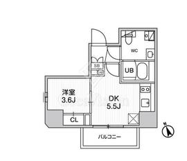 SYFORME江戸川橋 (シーフォルム江戸川橋) 1DK　間取り