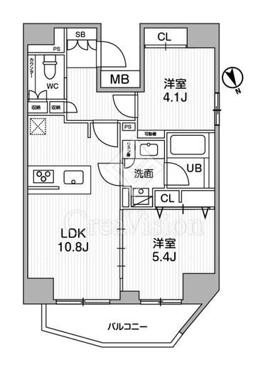 SYFORME江戸川橋 (シーフォルム江戸川橋) 2LDK　間取り図