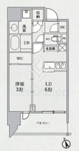 シーズンフラッツ代々木 1LDK　間取り