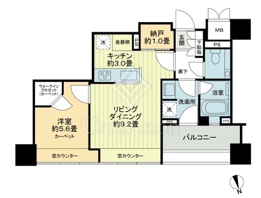 グランスイート麻布台ヒルトップタワー 1LDK　間取り