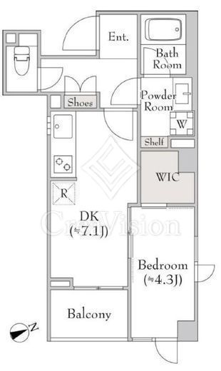 ミリアレジデンス白金台 1DK　間取り