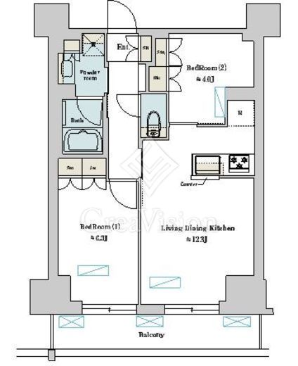 nido蔵前Residence 2LDK　間取り図