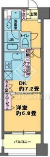 パークキューブ日本橋水天宮 1DK　間取り図