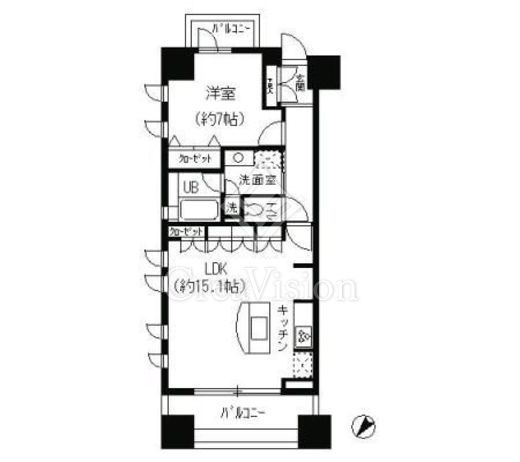 パークキューブ日本橋水天宮 1LDK　間取り図